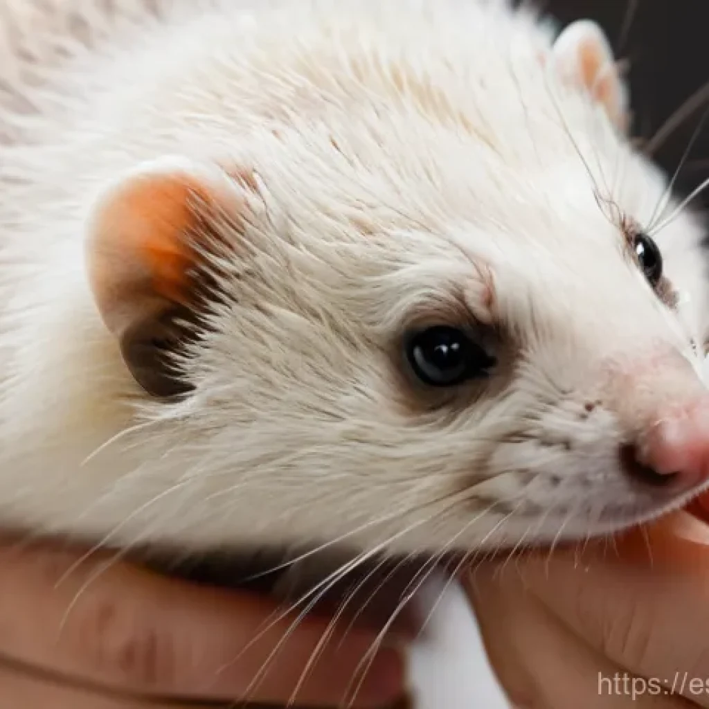 페럿 미용 방법 - Gentle Grooming Session for a Content Ferret**

**Prompt:** A close-up, high-detail photograph of a ...