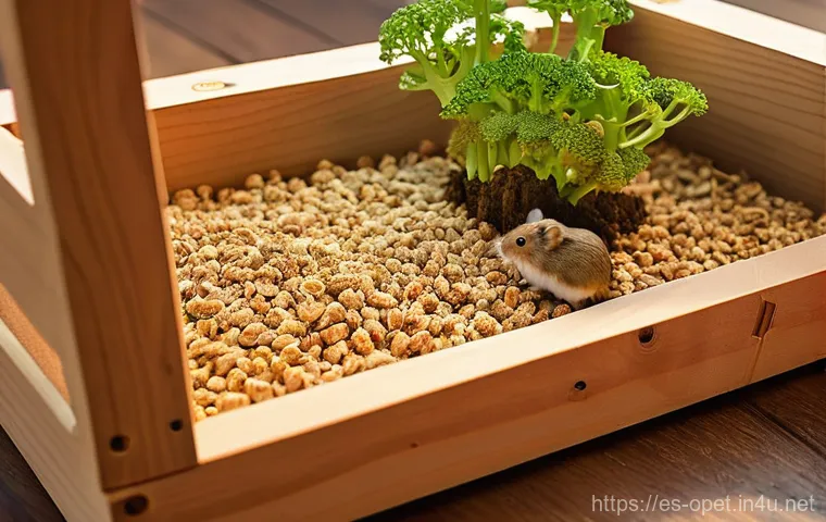 햄스터 사회성 강화법 - **"A vibrant, wide-angle shot of an elaborate, multi-level hamster habitat designed for enrichment. ...