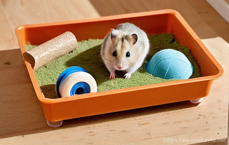 햄스터 사회성 강화법 - **"A heartwarming, close-up portrait of a small, happy dwarf hamster gently interacting with a human...